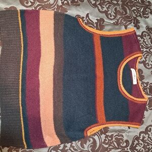 Natural Life Crop Sweater Tank Sz L multi-color striped pattern